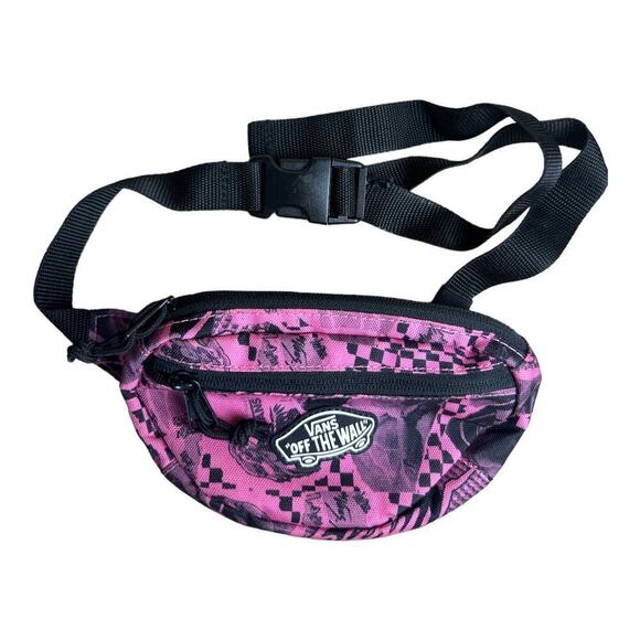 Vans Off The Wall Pink Black Mini Belt Bag Fanny Pack 7"x 4.5" - Picture 1 of 6